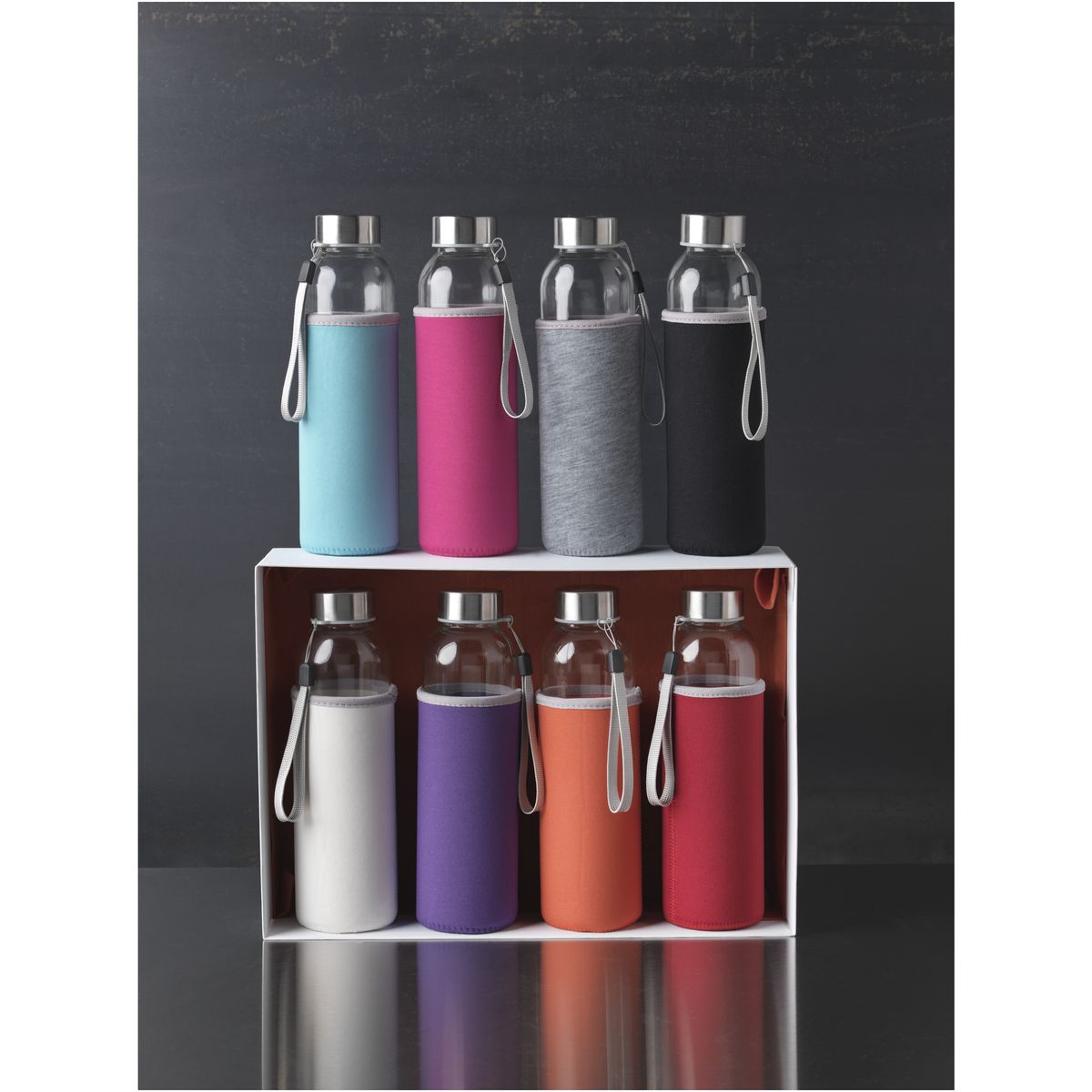 Botellas de vidrio de 500 ml con funda de neopreno