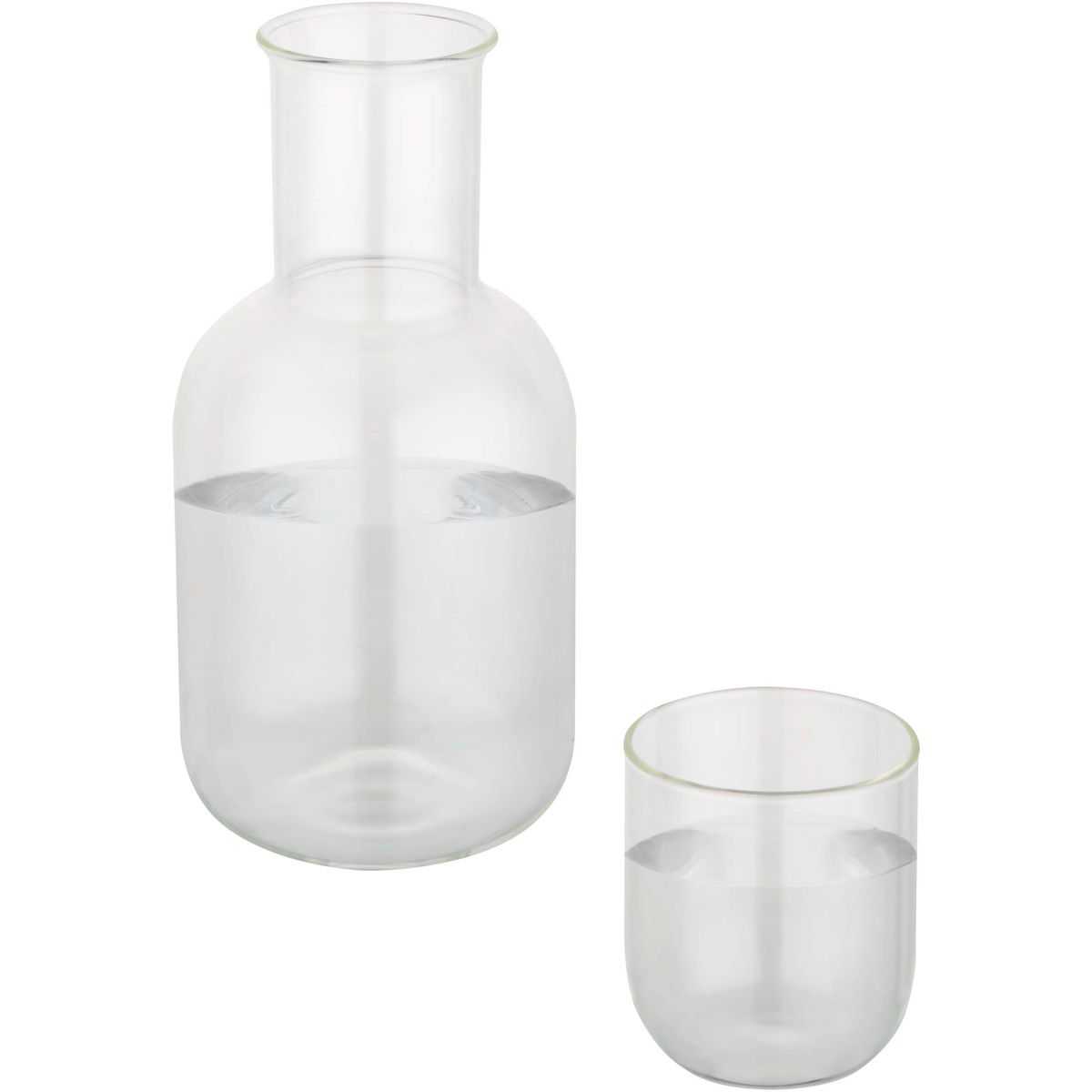 Jarras de vidrio de 850 ml con vaso de 200 ml y acabado mate