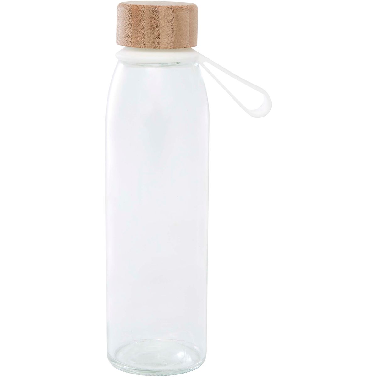 Botellas de agua de vidrio de 500 ml con asa de silicona y tapa de bambú