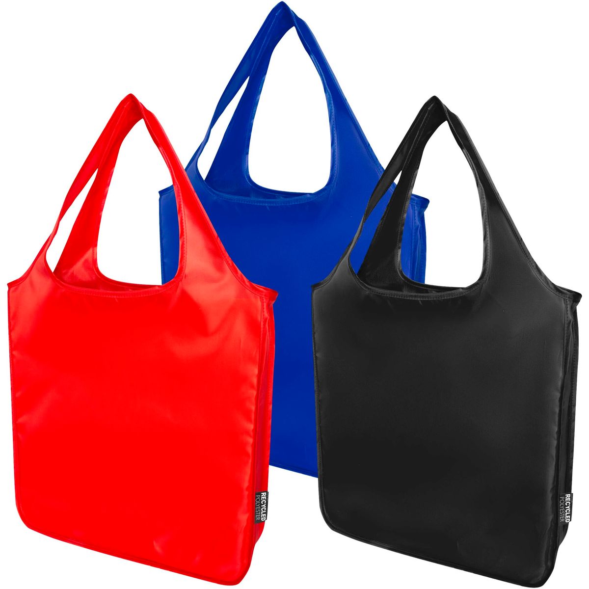 Bolsas con asas grandes y plegables de poliéster reciclado, 14 litros