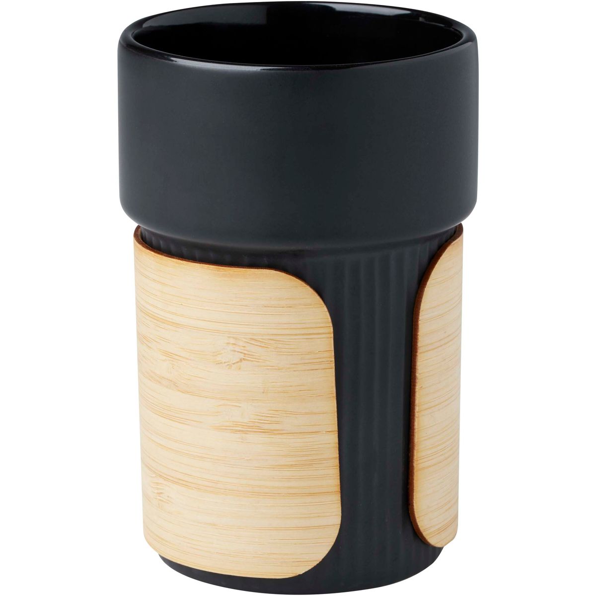 Vasos de cerámica de 340 ml con funda de bambú extraíble