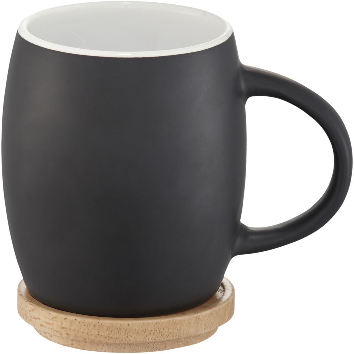 Tazas de cerámica de 400 ml con posavasos de madera