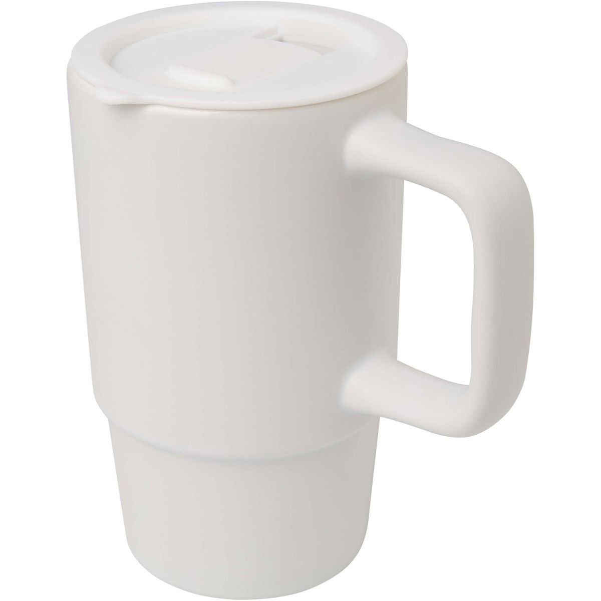 Tazas de cerámica de 450 ml con tapa de plástico antiderrame