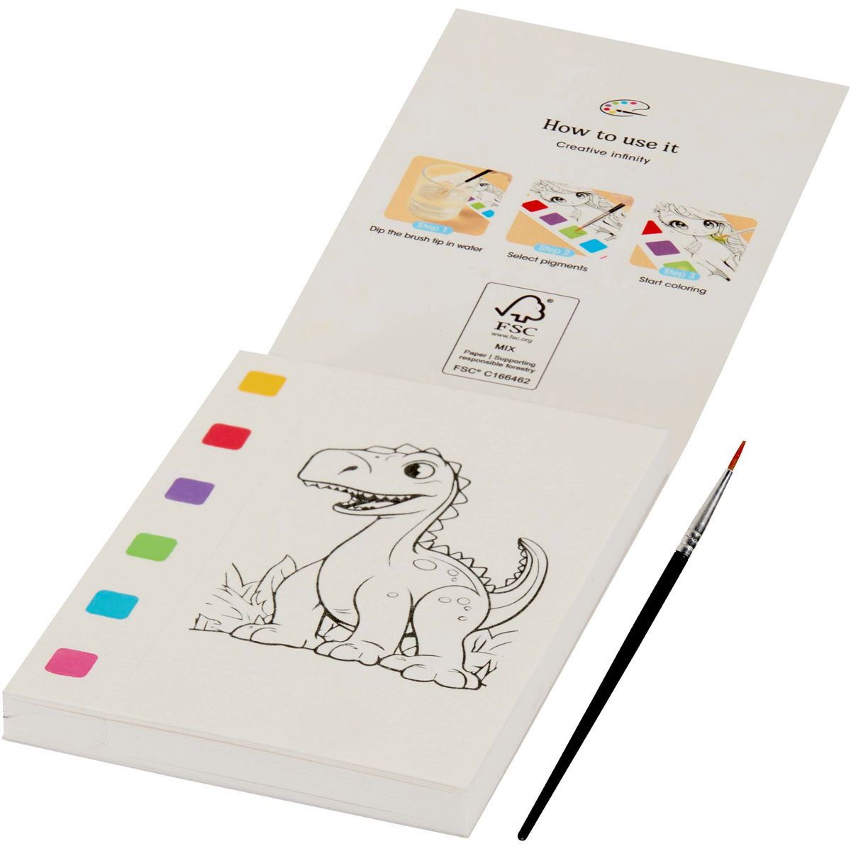 Libros para colorear con paleta de pintura y pincel de agua, 20 hojas