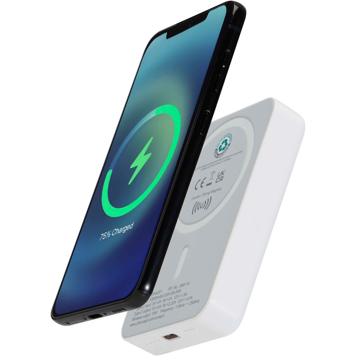 Power banks inalámbricos magnéticos de 10.000 mAh de plástico reciclado