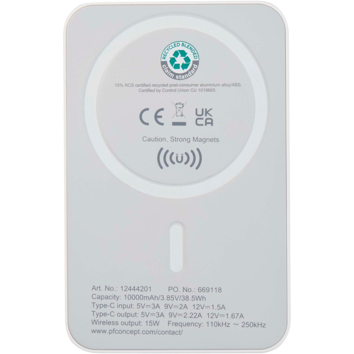 Power banks inalámbricos magnéticos de 10.000 mAh de plástico reciclado