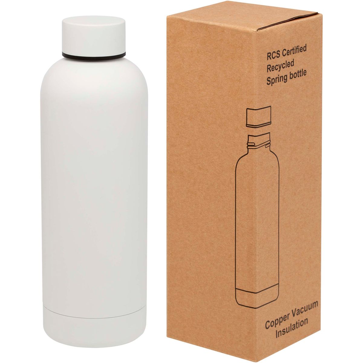 Botellas térmicas mate de acero inoxidable reciclado de 500 ml con aislamiento de cobre