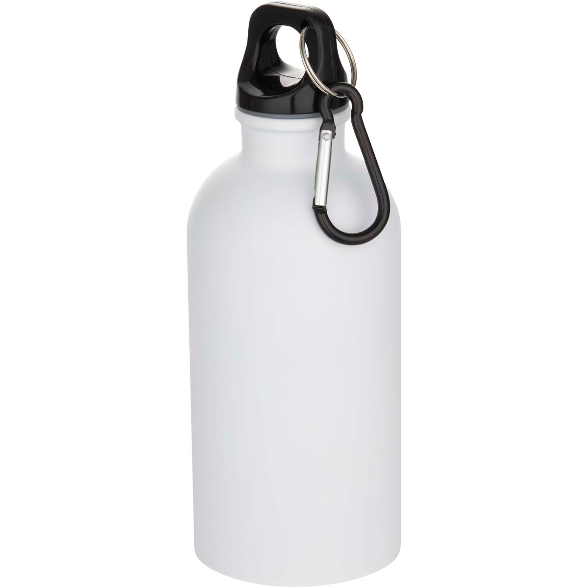 Botellas de agua mate de acero inoxidable reciclado de 400 ml con mosquetón