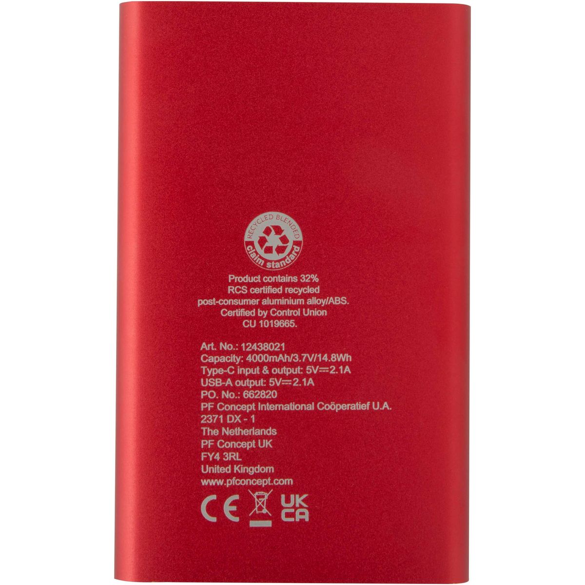 Power banks de 4000 mAh de aluminio parcialmente reciclado
