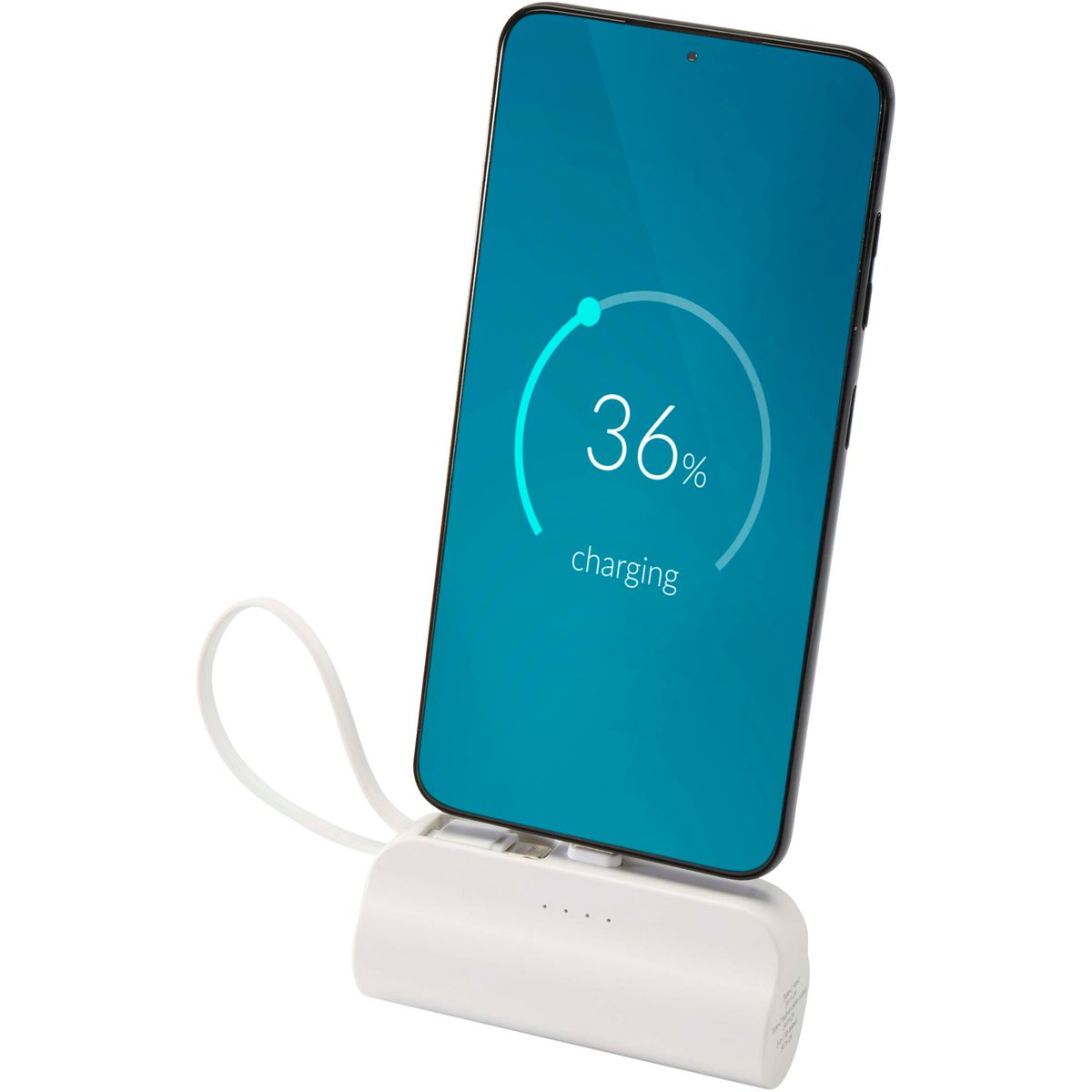 Power banks de 5000 mAh con soporte plegable y cable 2 en 1