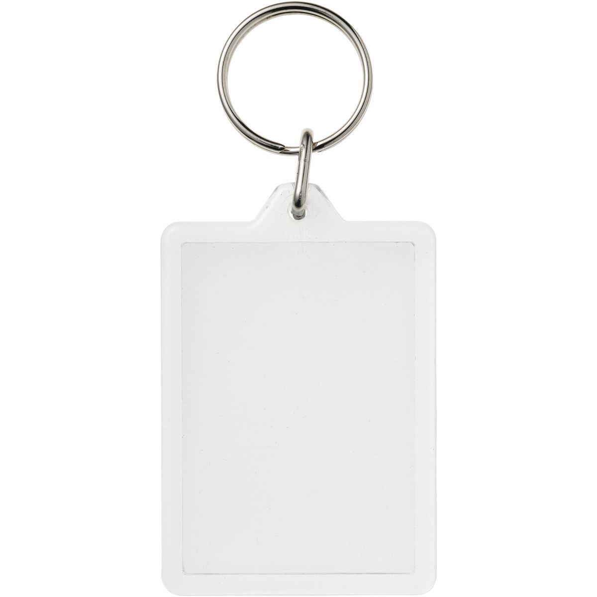 Llaveros transparentes rectangulares con inserto de 5 x 3,5 cm