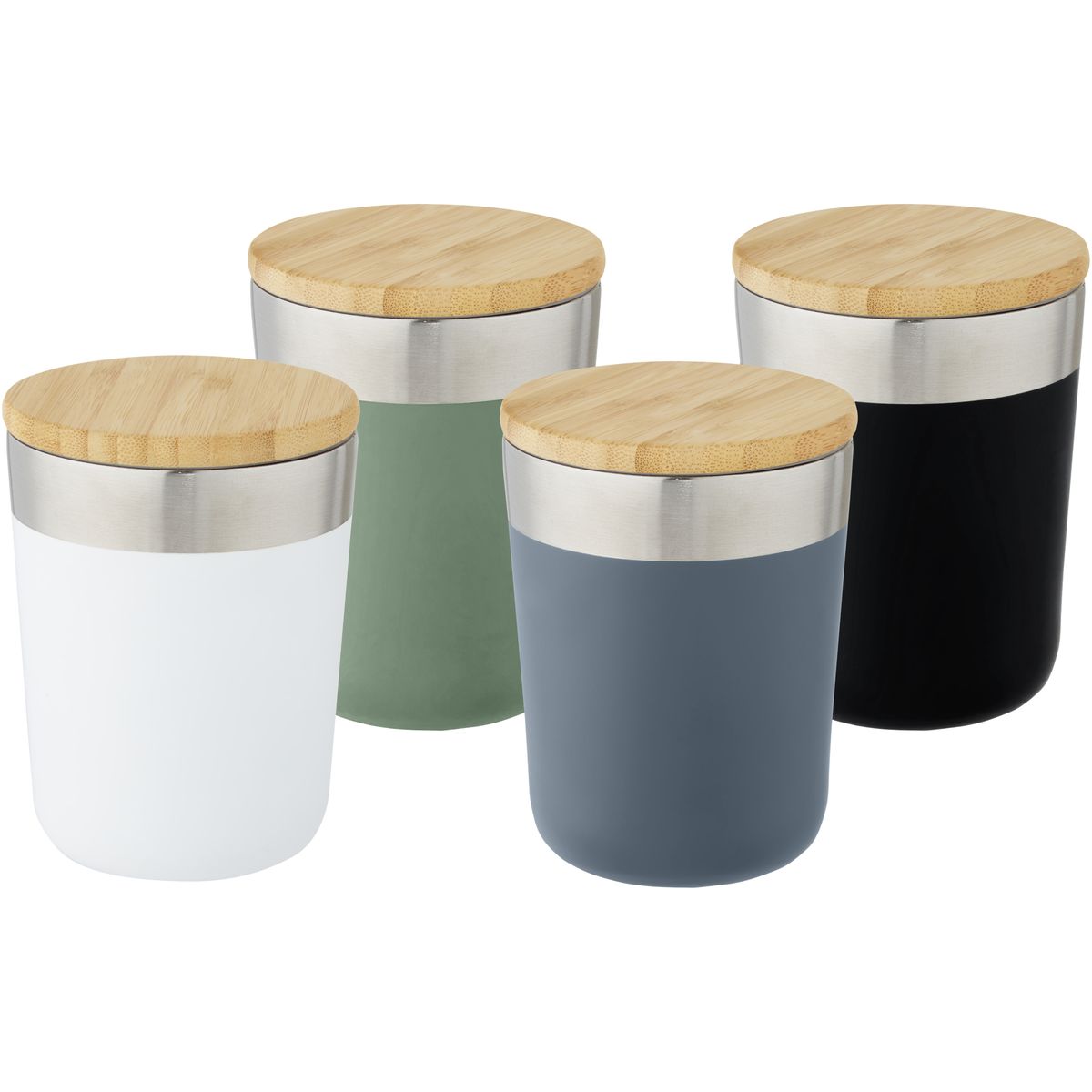 Vasos térmicos de acero inoxidable de 330 ml con aislamiento al vacío de cobre y tapa de bambú