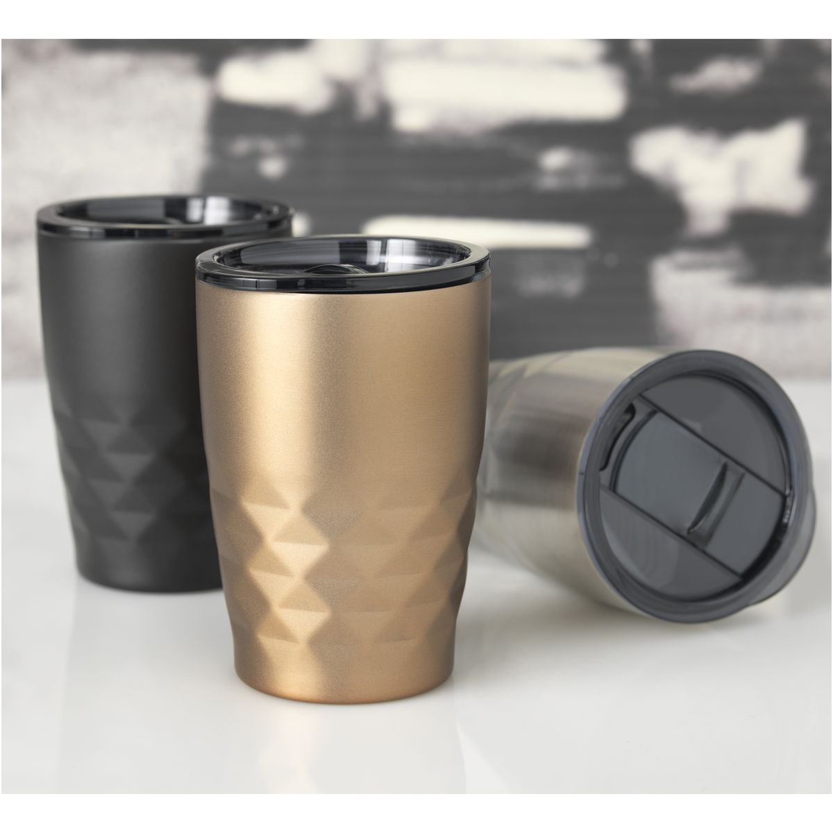 Vasos térmicos de acero inoxidable de 350 ml con aislamiento de cobre y tapa deslizante
