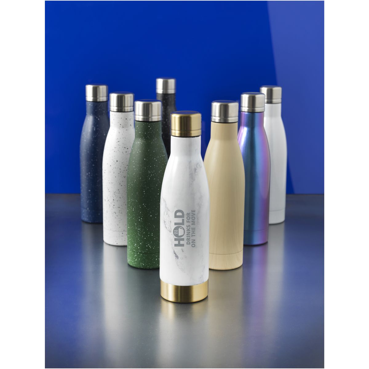 Botellas térmicas de acero inoxidable de 500 ml con aislamiento de cobre y aspecto de madera