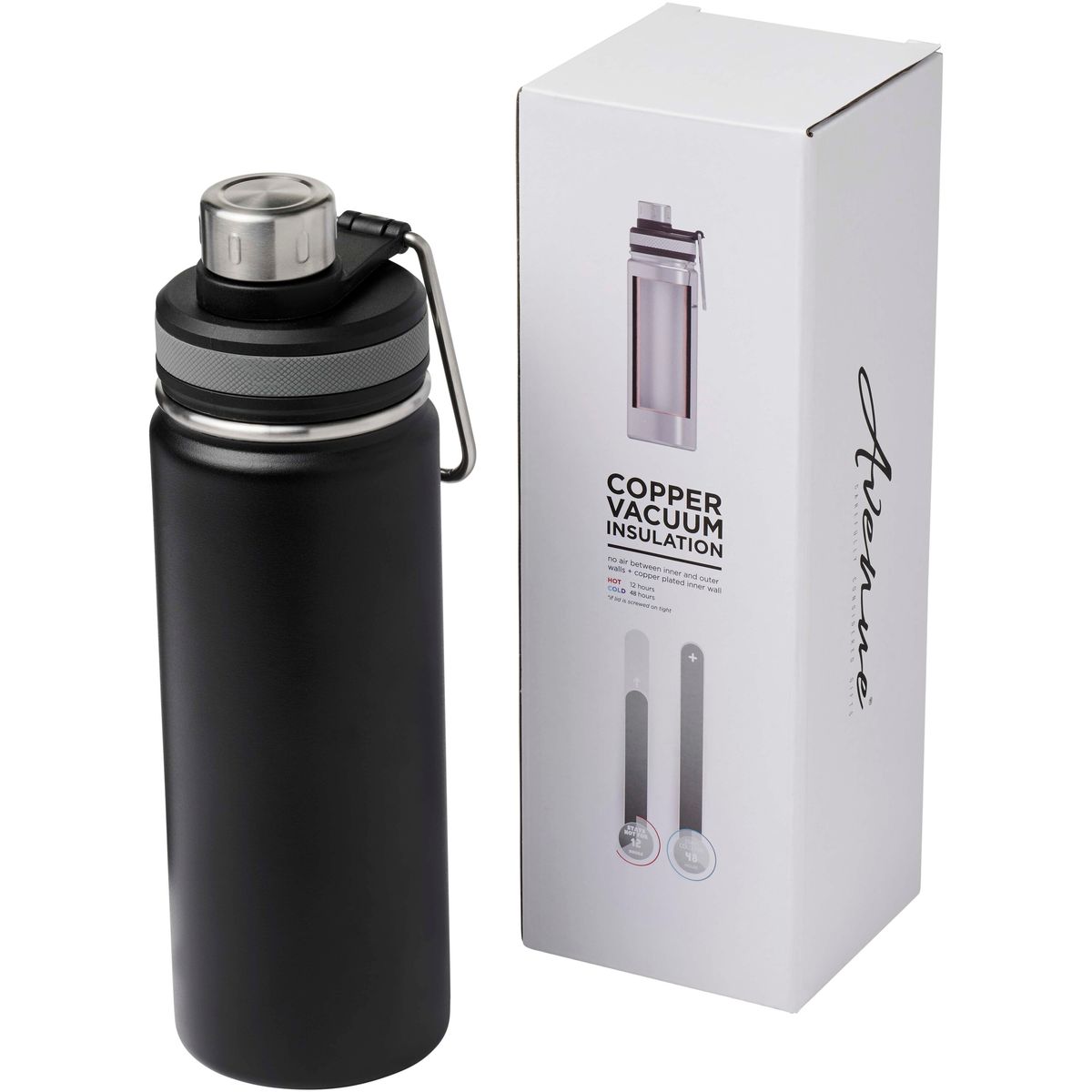 Botellas térmicas de acero inoxidable de 590 ml con aislamiento al vacío de cobre y asa