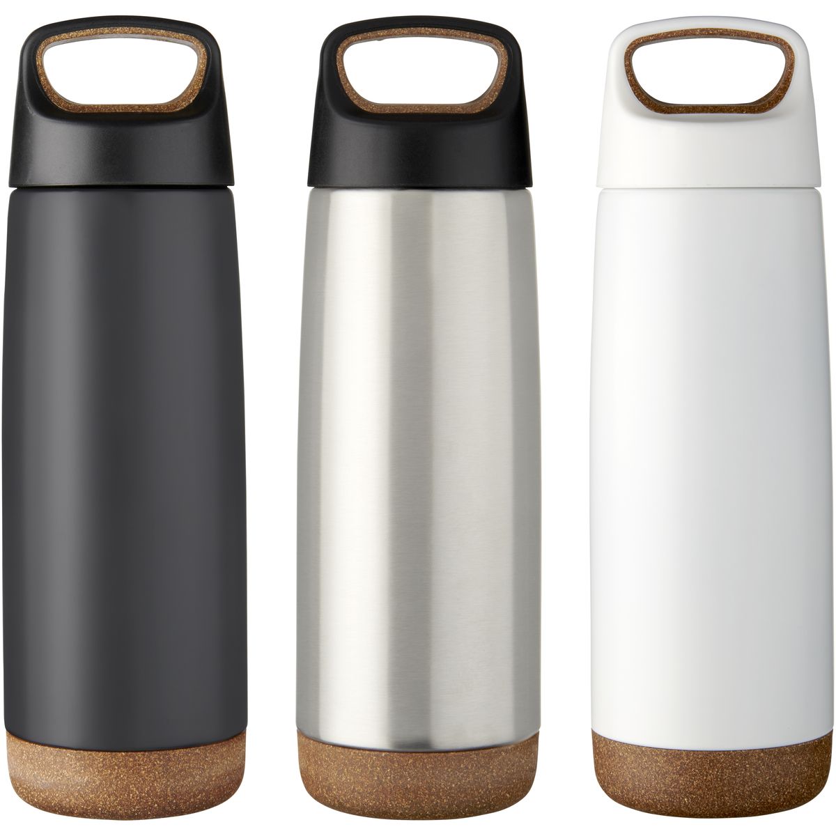 Botellas térmicas de acero inoxidable de 600 ml con aislamiento de cobre y detalles de corcho