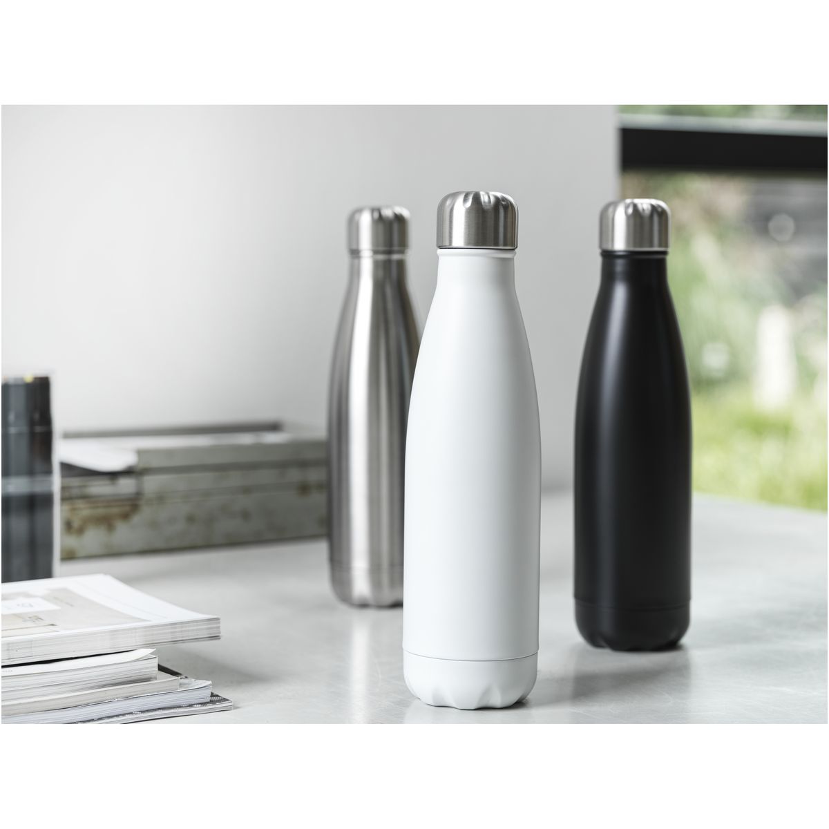 Botellas térmicas finas de acero inoxidable reciclado, 500 ml