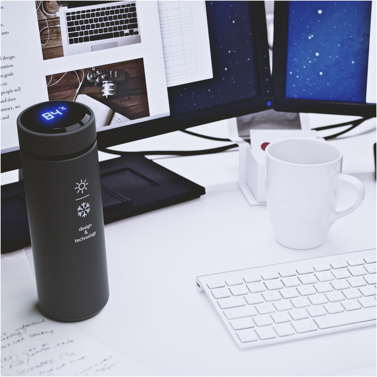 Botellas térmicas inteligentes de acero inoxidable de 450 ml con sensor de temperatura