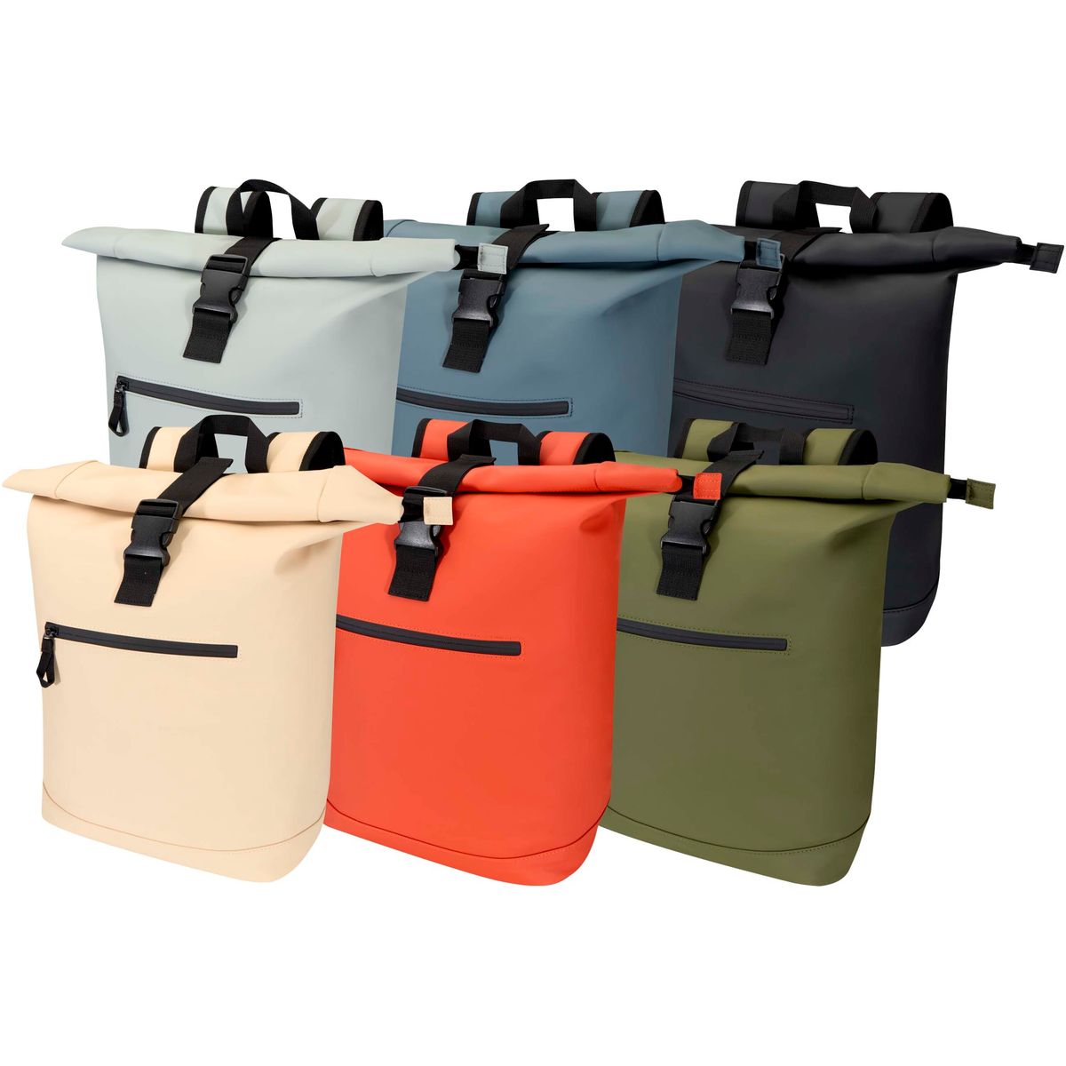 Mochilas de piel sintética reciclada resistentes al agua con cierre enrollable, 18 litros