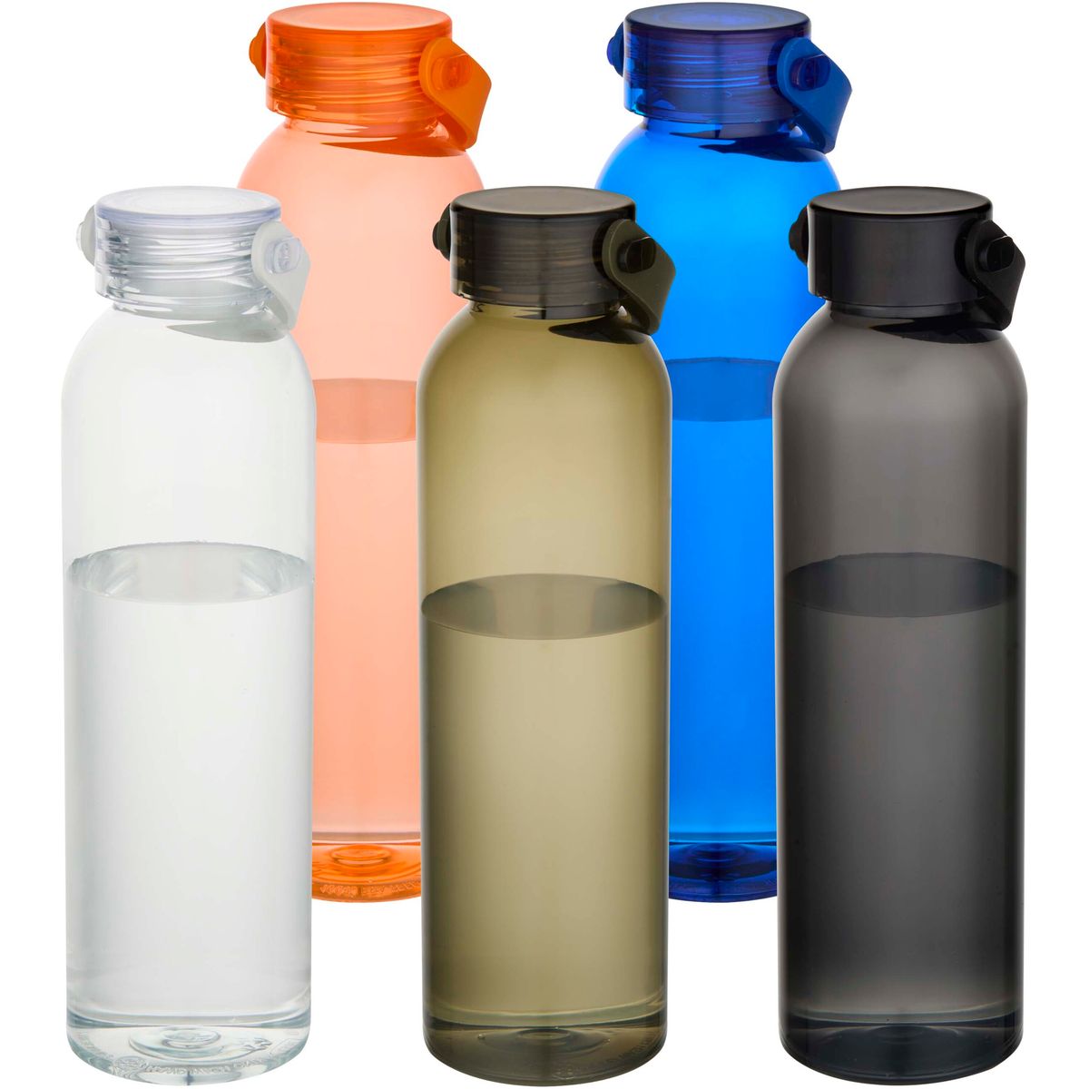 Botellas de agua de 630 ml de plástico reciclado con asa de silicona