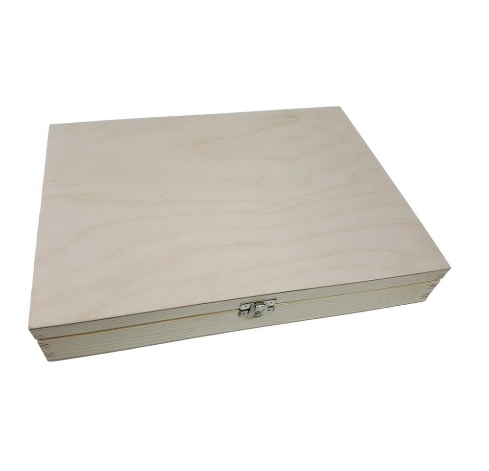 Cajas de madera de abeto FSC con tapa A4, A5, A6 natural sin barnizar